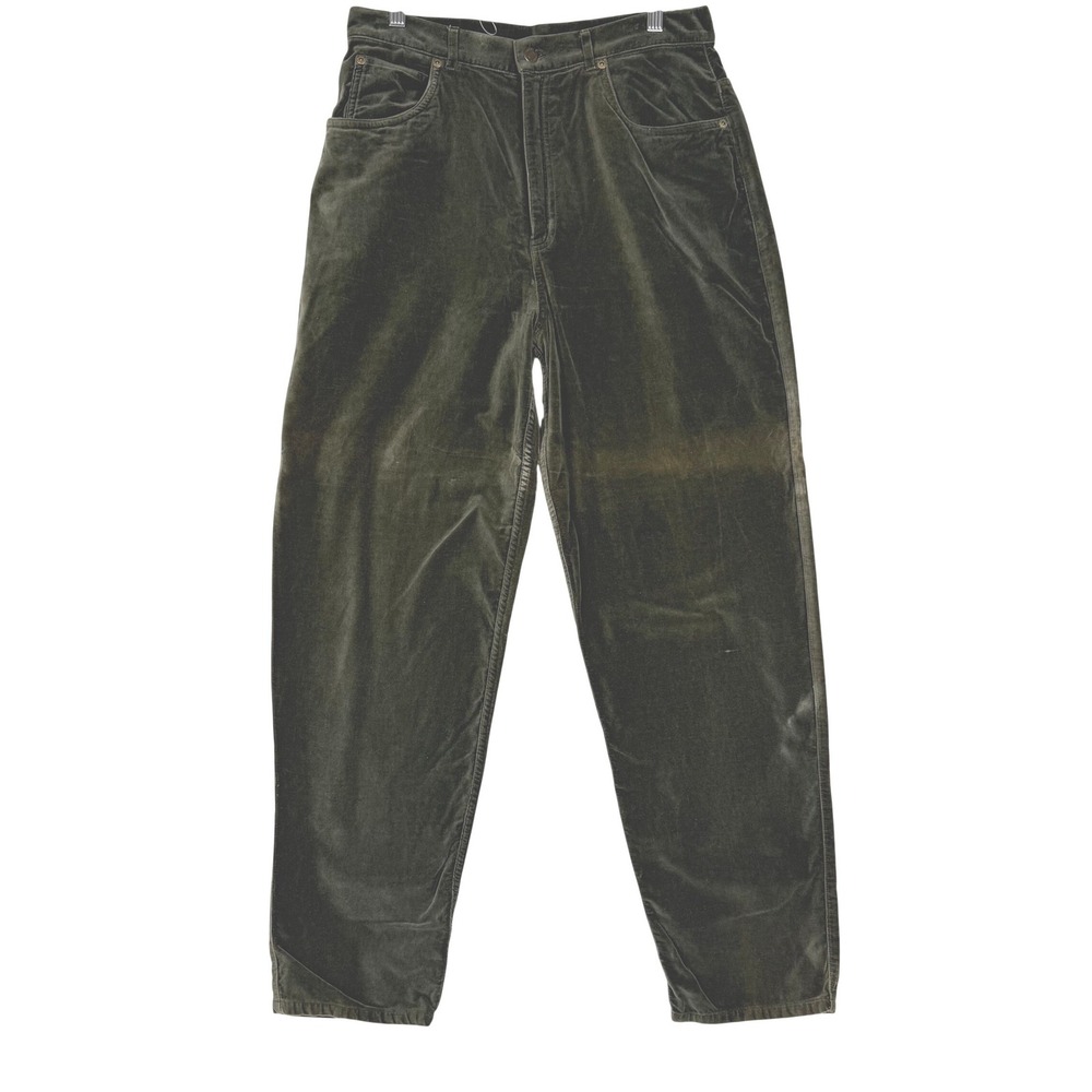 Jones New York Sport Velvet Pants Womens 12 Olive Green Vintage High Rise
